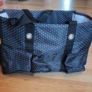 Thirty-One Black and White Polka Dot Tote